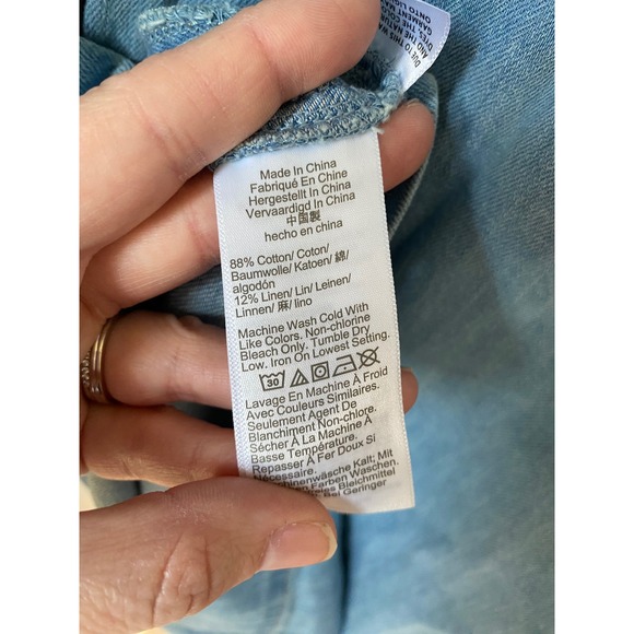 Madewell Denim Tunic Dress Womens L Blue Kelleyville Wash Cotton Linen Cowgirl - Picture 6 of 8